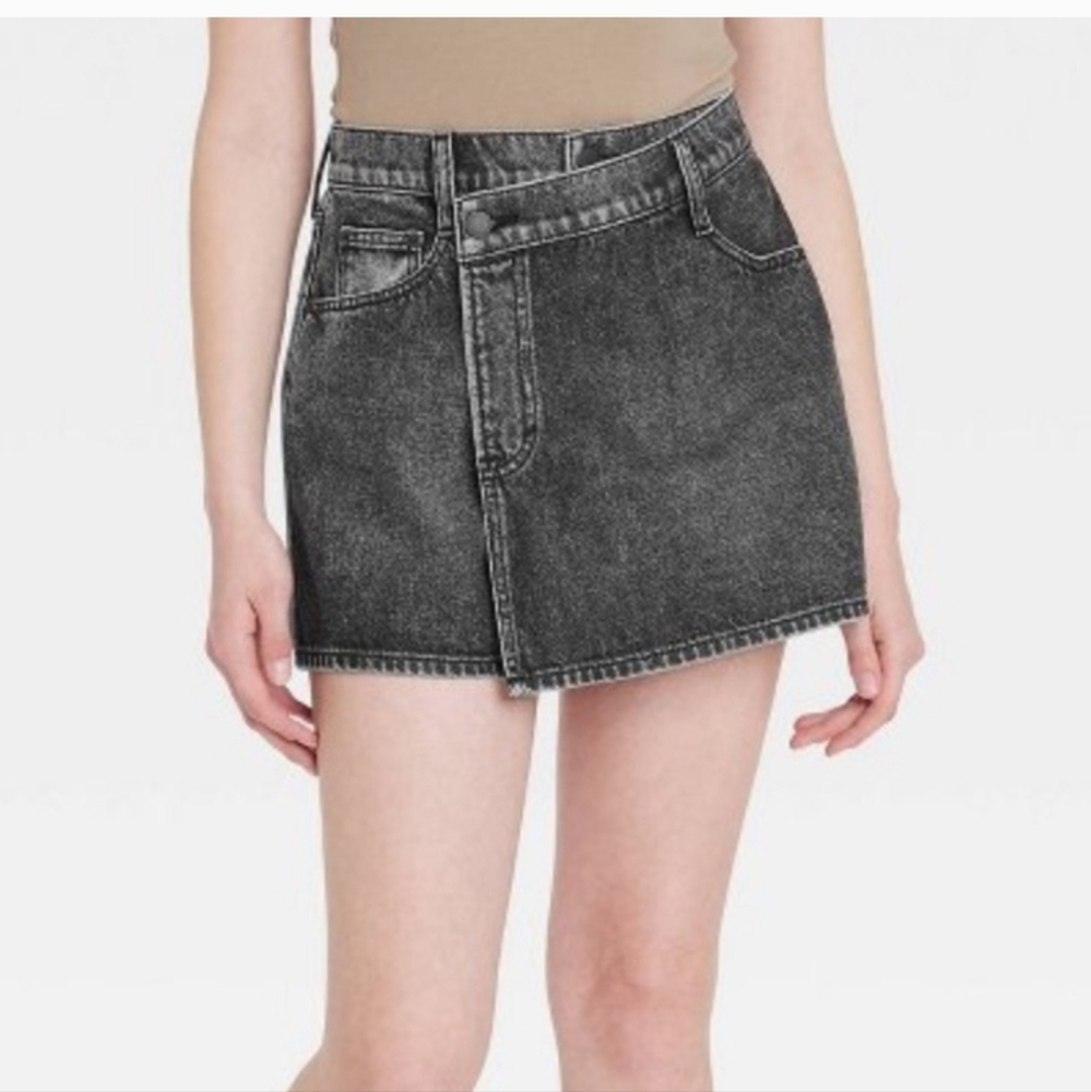 Universal Thread Women's Wrap Denim Skort Black Wash